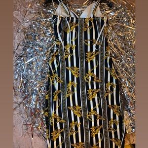 baroque spaghetti strap+teal short sleeve dresses